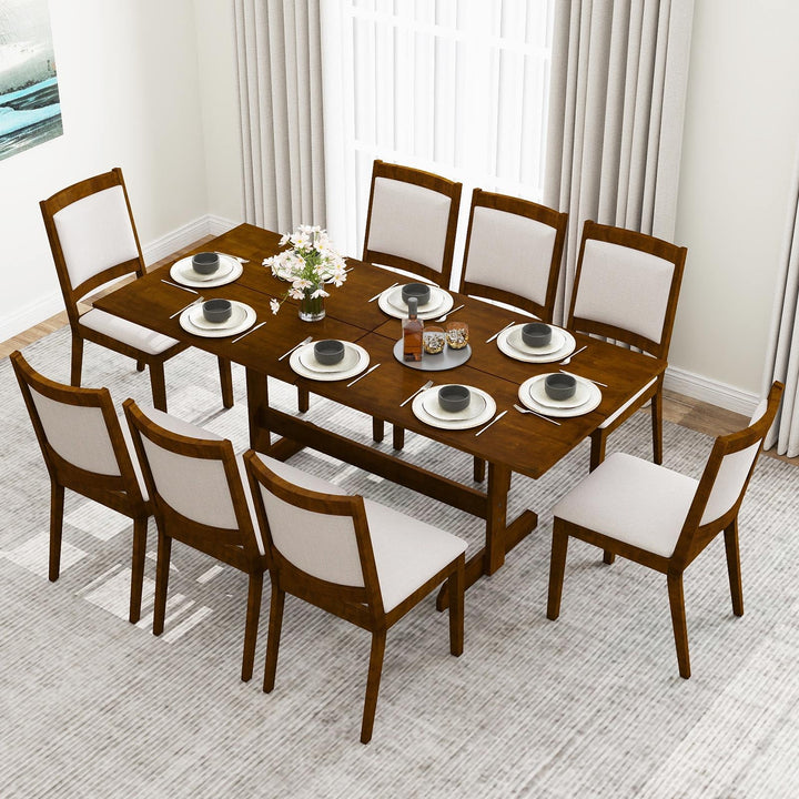 Giantex 71" Dining Table with H-shaped Rubber Wood Leg and Wood Grain Tabletop