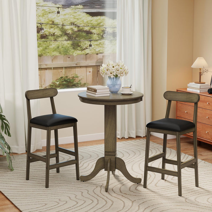Giantex Farmhouse Bar Stools Set of 2/4 with Rubber Wood Legs for Kitchen