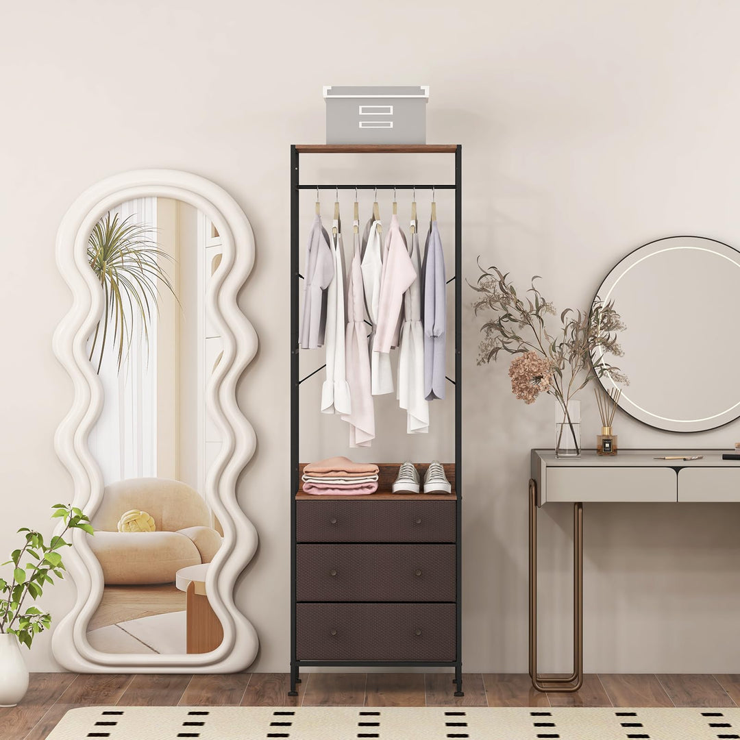 Giantex Clothes Rack with Drawers - Clothing Rack w/ 3-position Hanging Rod, Storage Shelves
