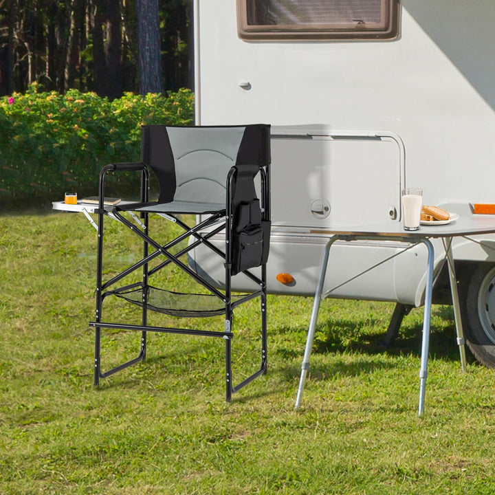 Giantex 46” Tall Directors Chair, Folding Camping Chair with 31" Seat Height, Side Table, Cup Holder