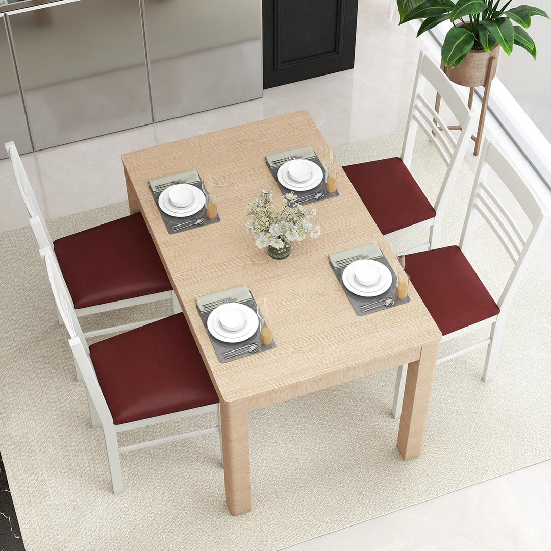 Giantex Wooden Dining Chairs Set of 2/4 Armless Kitchen Chairs w/Slat Backrest