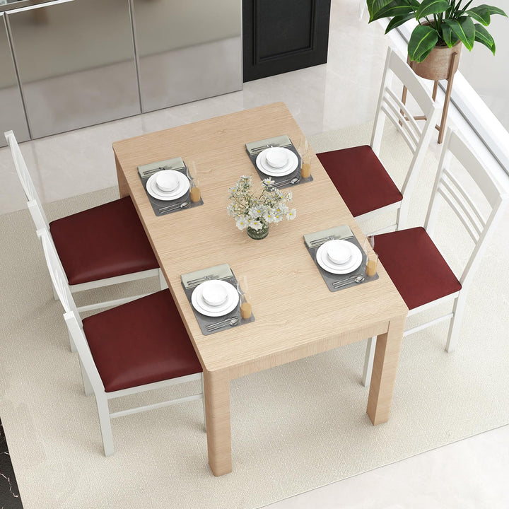 Giantex Wooden Dining Chairs Set of 2/4 Armless Kitchen Chairs w/Slat Backrest