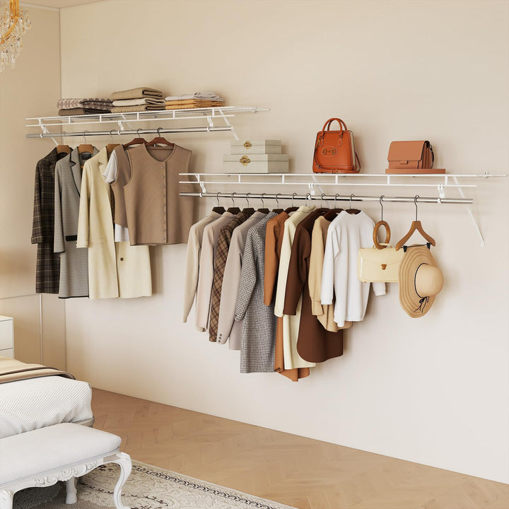 Giantex 6 ft Wall Mounted Closet Shelf with Hanging Rod