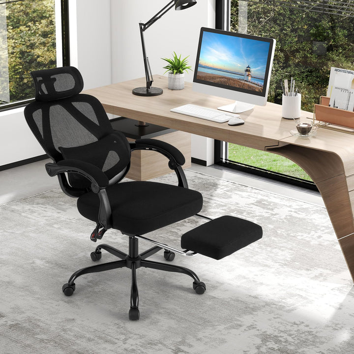 Giantex Mesh Office Chair with Retractable Footrest 135° Tilting Backrest