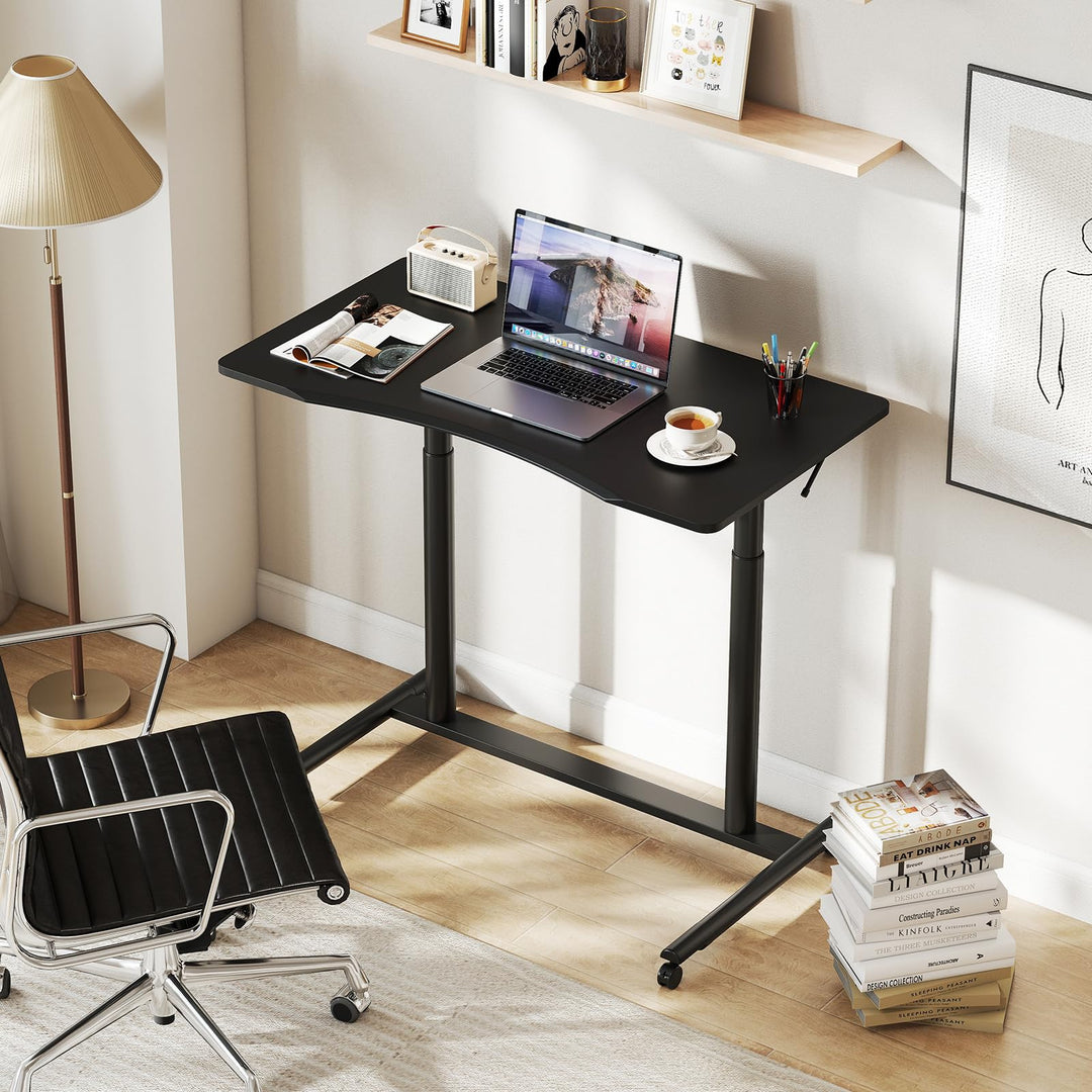 Giantex Mobile Standing Desk Height Adjustable Computer Desk with Wheels & Aluminum Frame