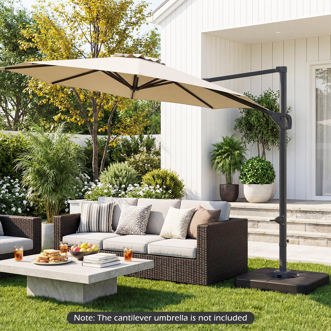 Giantex Fillable Cantilever Umbrella Base | 220 LBS Weighted Offset Patio Umbrella Stand with Cross Bracket