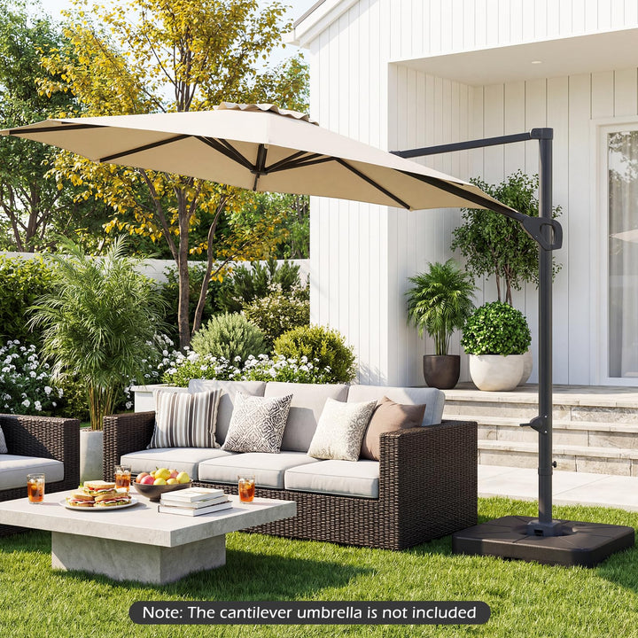Giantex Fillable Cantilever Umbrella Base | 220 LBS Weighted Offset Patio Umbrella Stand with Cross Bracket
