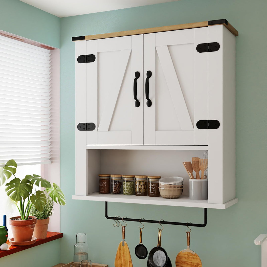 Giantex Above Toilet Bathroom Wall Cabinet with Towel Bar