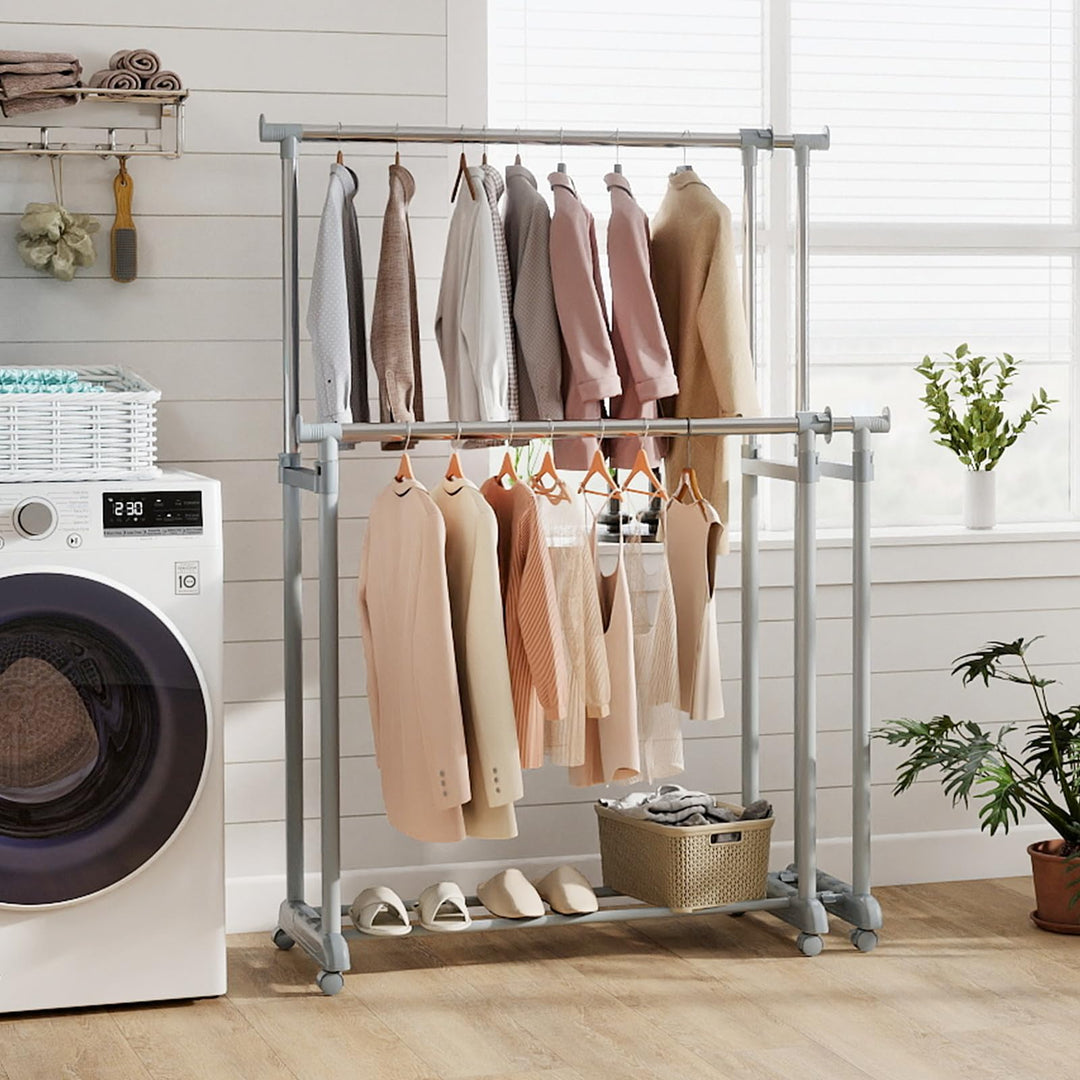 Giantex Portable Garment Clothin Rack with Adjustable Height & Width for Laundry