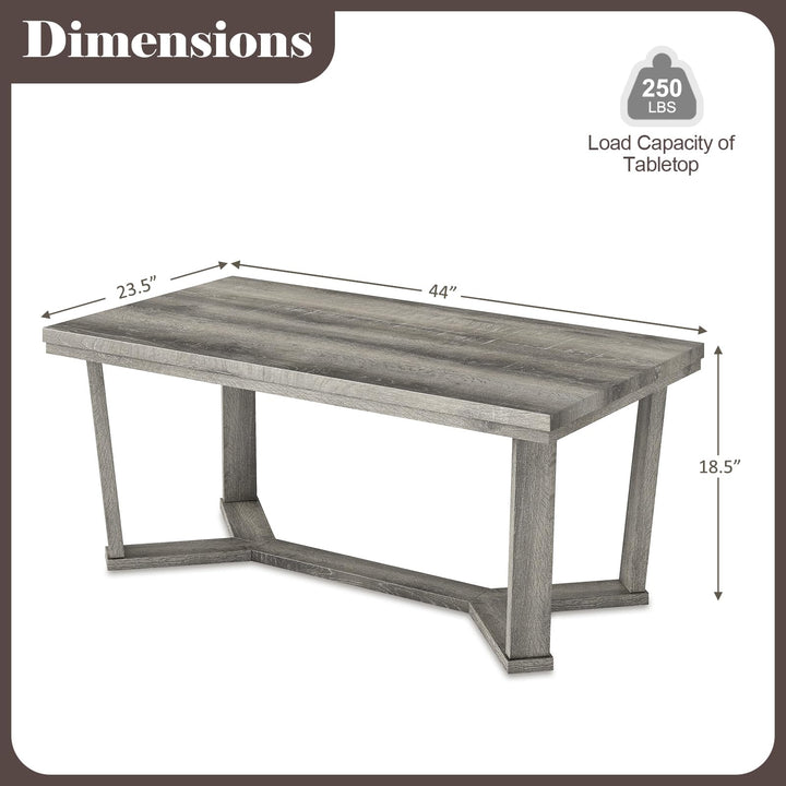 Giantex Farmhouse Wood Coffee Table with Cross-Shaped Base & Rubber Wood Frame