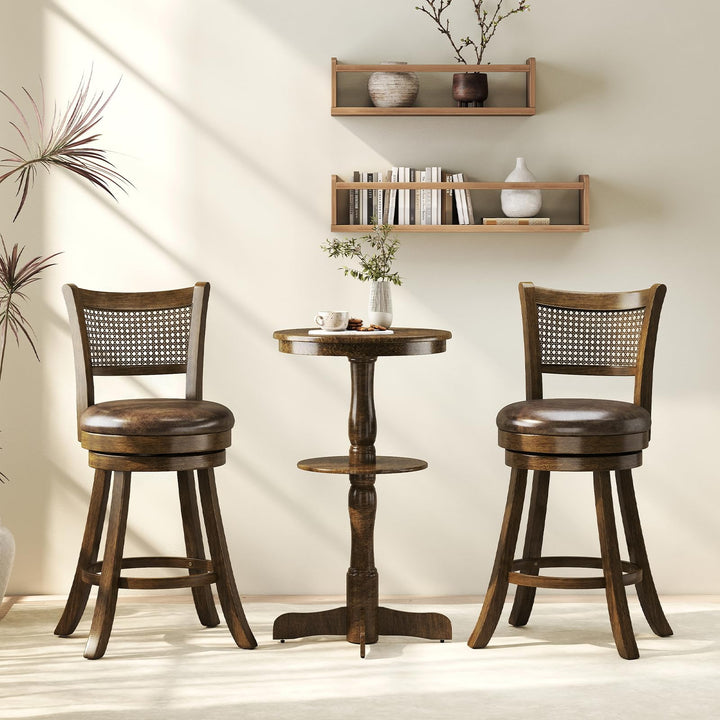 Giantex 25" Swivel Bar Stools Set of 2/4 with Footrest & Rubber Wood Frame