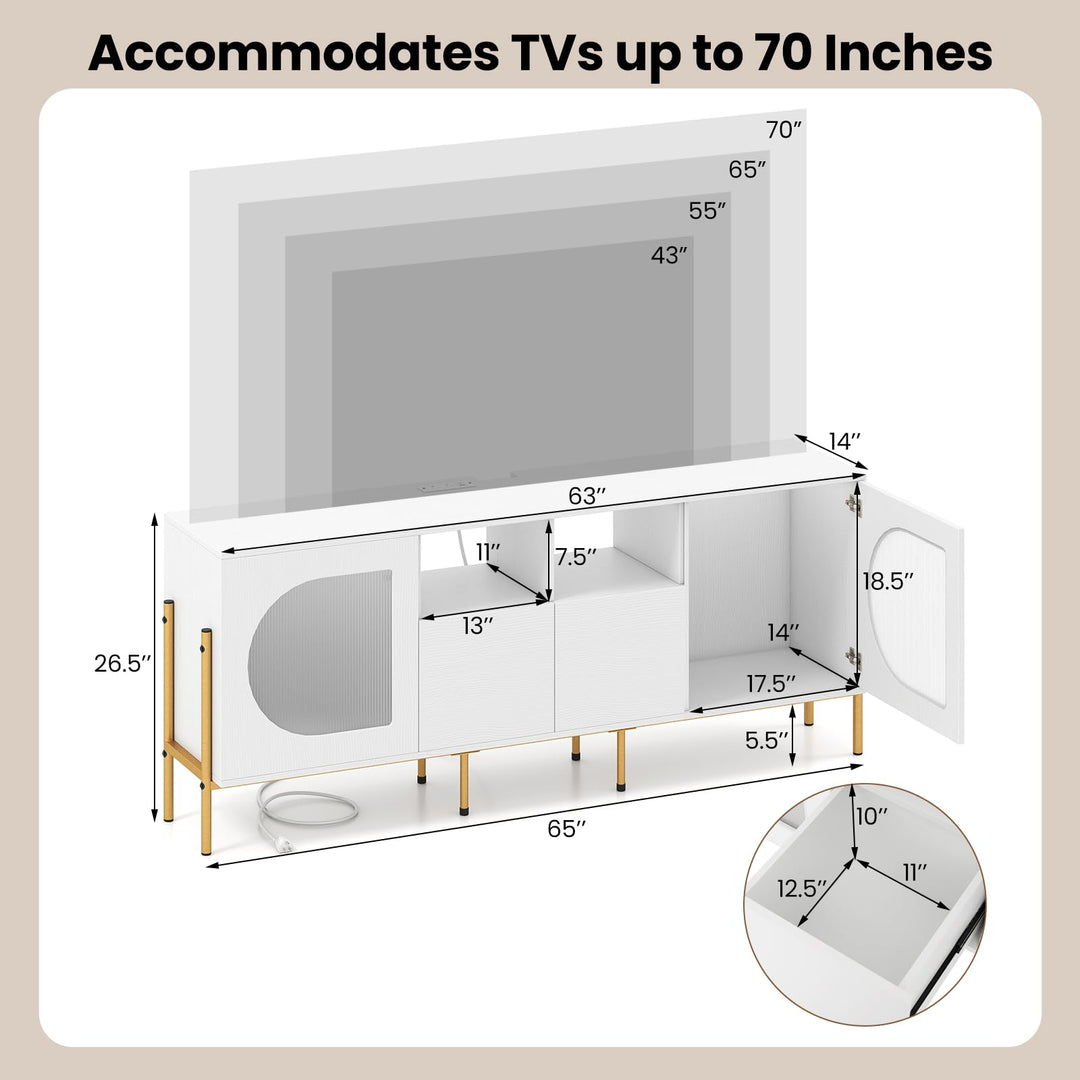 Giantex White TV Stand for TVs up to 70" Modern Entertainment Center with Power Outlets
