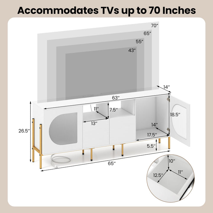 Giantex White TV Stand for TVs up to 70" Modern Entertainment Center with Power Outlets