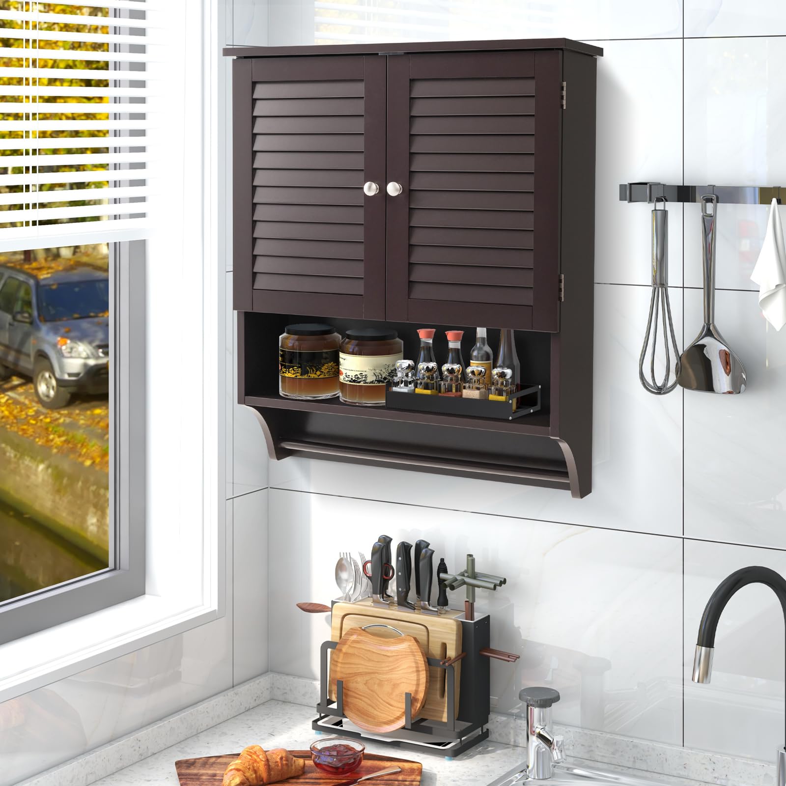 Giantex Bathroom Medicine Cabinet with Mirror, Wall Mounted Hanging Storage  Organizer with Adjustable Shelf, Mirrored Storage Cabinet for Indoor