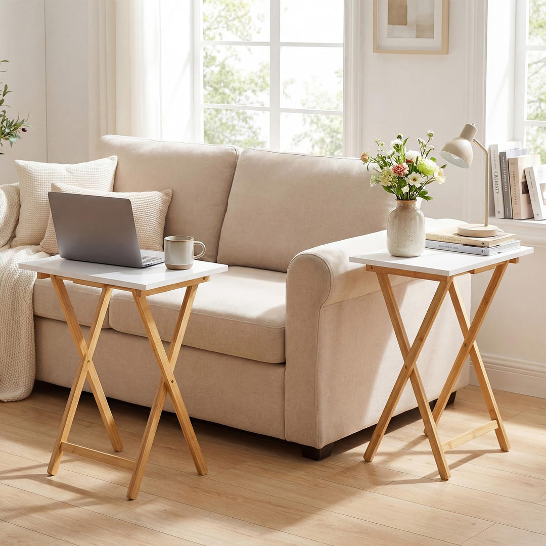 Giantex Folding TV Tray Tables Set of 2 for Small Spaces Bedroom and Living Room