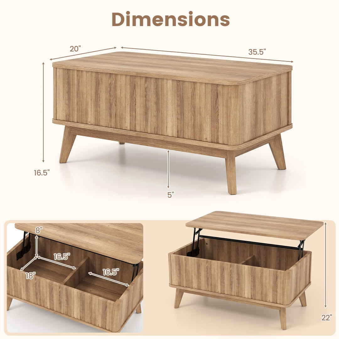 Giantex 35.5" Lift Top Coffee Table with Storage