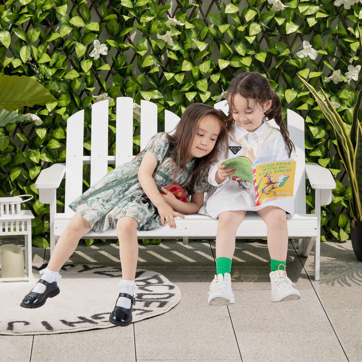Giantex Kids 2-Seat Adirondack Chair - Fir Wood Double Loveseat with High Backrest, Arm Rest, 300 LBS Weight Capacity