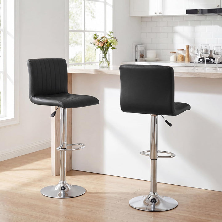 Giantex Modern Faux Leather Counter Height Barstools Set of 2/4 with Back and Footrest