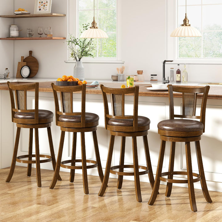 Giantex 30" Upholstered Leathaire Farmhouse Barstools for Kitchen Island Dining Room Pub