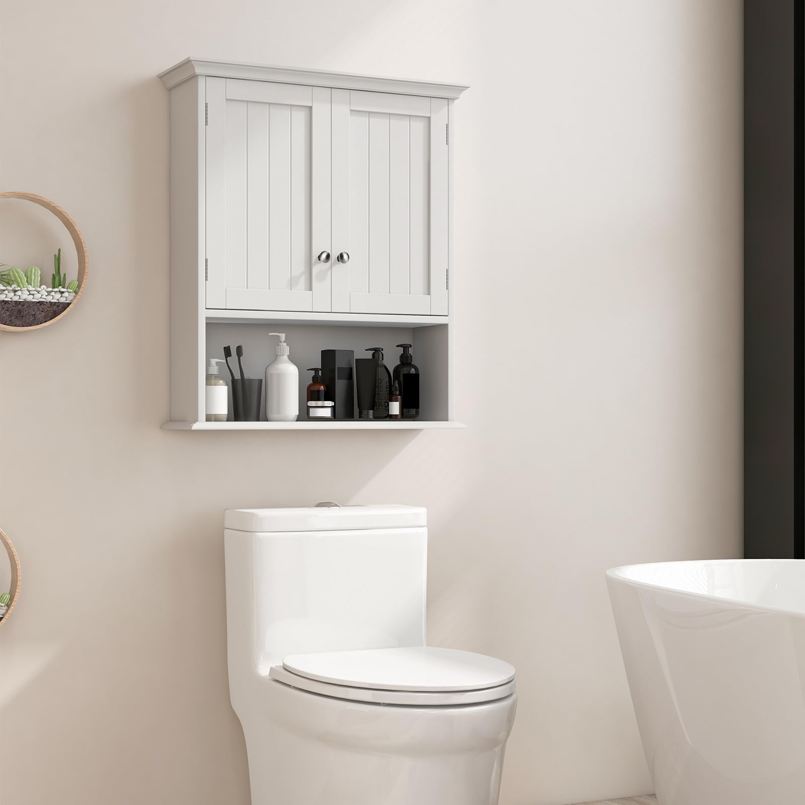 Giantex Wall Mounted Medicine Cabinets - Above Toilet Bathroom Cabinet with Adjustable Shelf