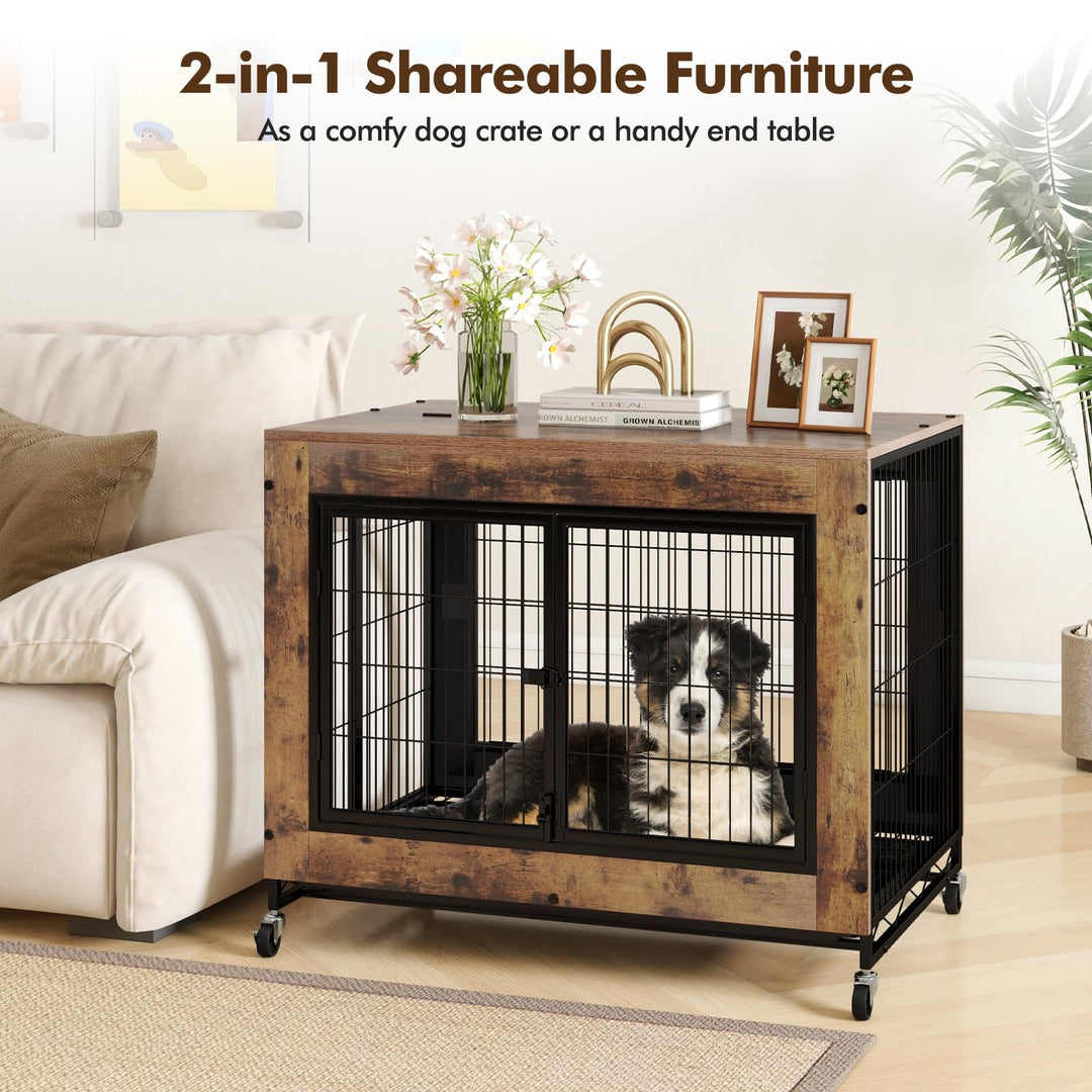 Giantex Dog Crate Furniture with Wheels