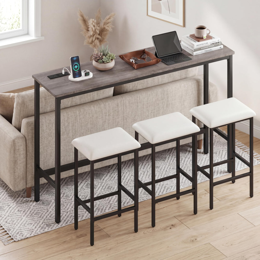 Giantex 4 Piece Bar Table and Chairs Set with Power Outlet