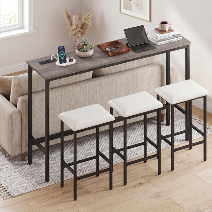 Giantex 4 Piece Bar Table and Chairs Set with Power Outlet