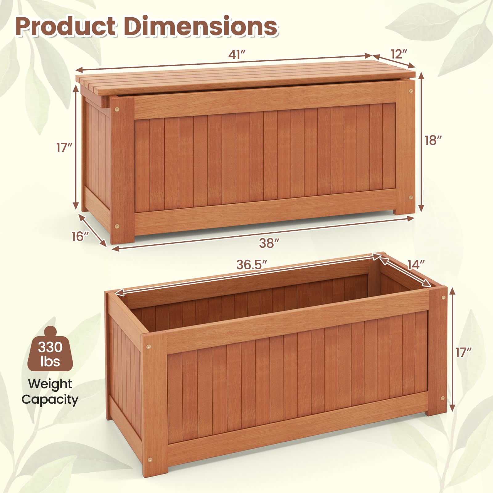 Giantex 2-in-1 Outdoor Bench, Wood Raised Garden Bed with Open Base, Teak Oil Finish