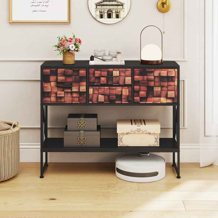 Giantex 39" Console Table with 4 Fabric Drawers