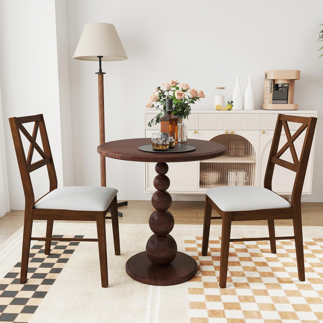 Giantex Wooden Dining Chairs Set of 2/4, Upholstered Kitchen Chairs w/Cross Back & Padded Seat