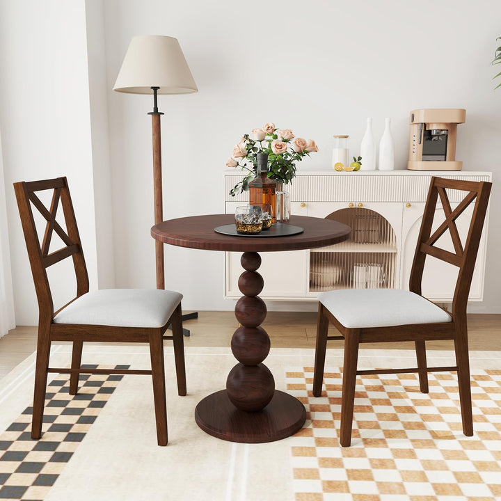 Giantex Wooden Dining Chairs Set of 2/4, Upholstered Kitchen Chairs w/Cross Back & Padded Seat