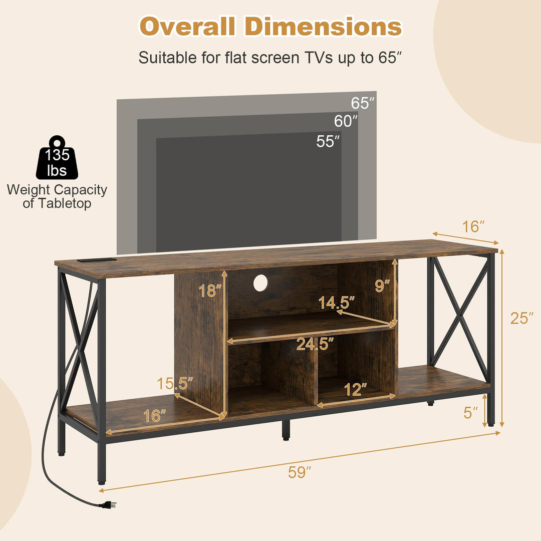 Giantex TV Stand with LED Lights for 65 Inch TV
