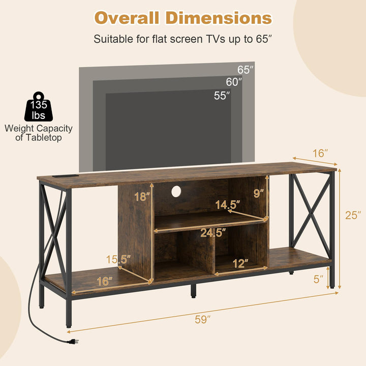 Giantex TV Stand with LED Lights for 65 Inch TV