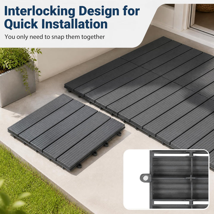 GIANTEX 36 PCS Waterproof Plastic Interlocking Deck Tiles