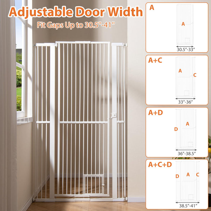 Giantex 67.5" Extra Tall Pet Gate Heavy-Duty Metal Cat Gate with 30.5"-41" Wide Opening