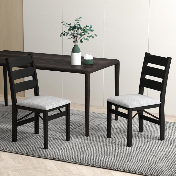 Giantex Folding Dining Chairs Set of 2, Modern Upholstered Kitchen Chairs w/Slatted Backrest & Padded Seat