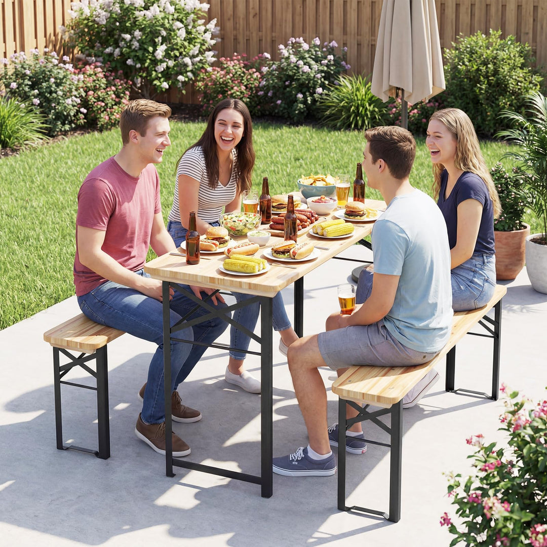Giantex 3-Piece Folding Picnic Table with Benches Set (47&