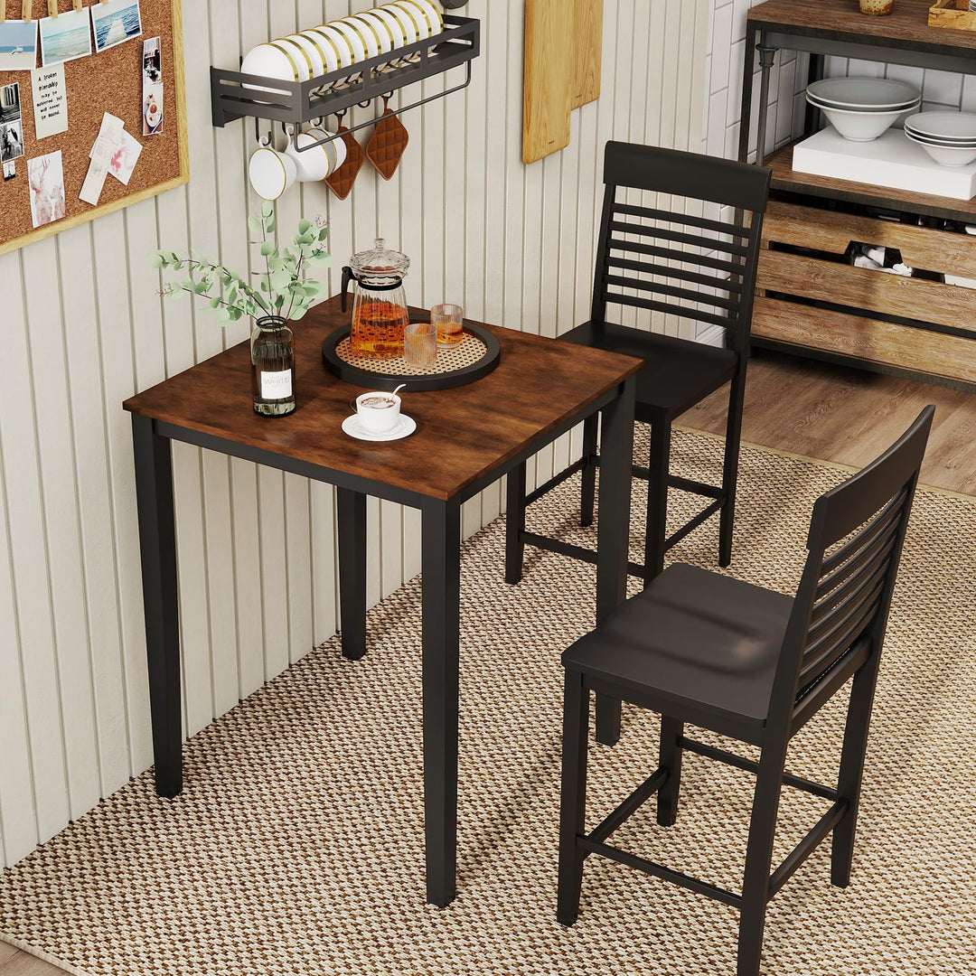 Giantex Square Dining Table with Solid Wood Frame for 2-4