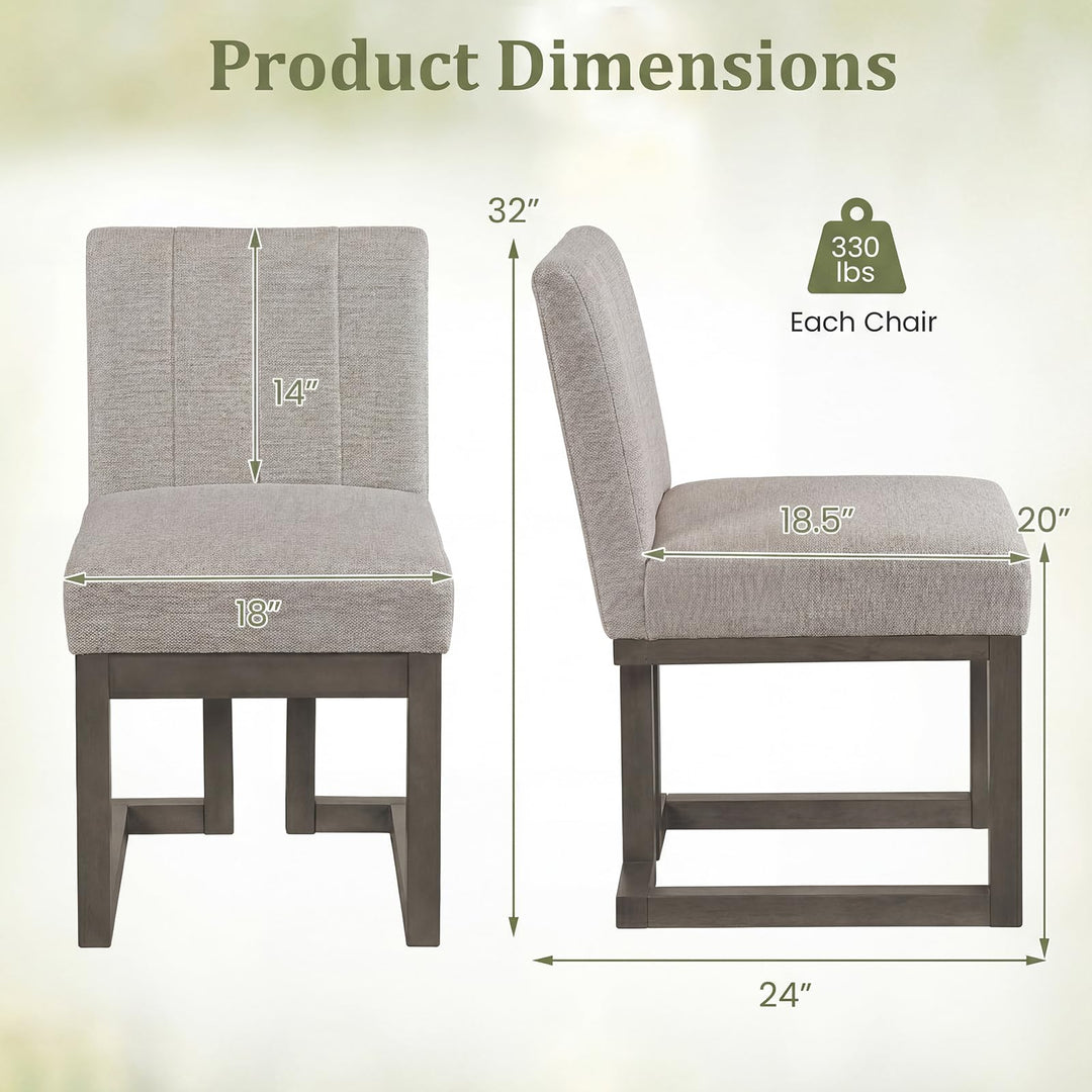 Giantex Farmhouse Fabric Upholstered Kitchen Chairs with 5.5" Thickened Padded Seat