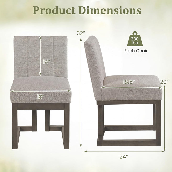 Giantex Farmhouse Fabric Upholstered Kitchen Chairs with 5.5" Thickened Padded Seat