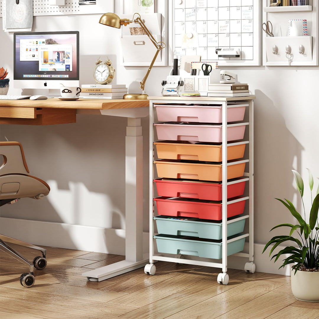Giantex 8 Drawers Rolling Cart with Wheels for Office School