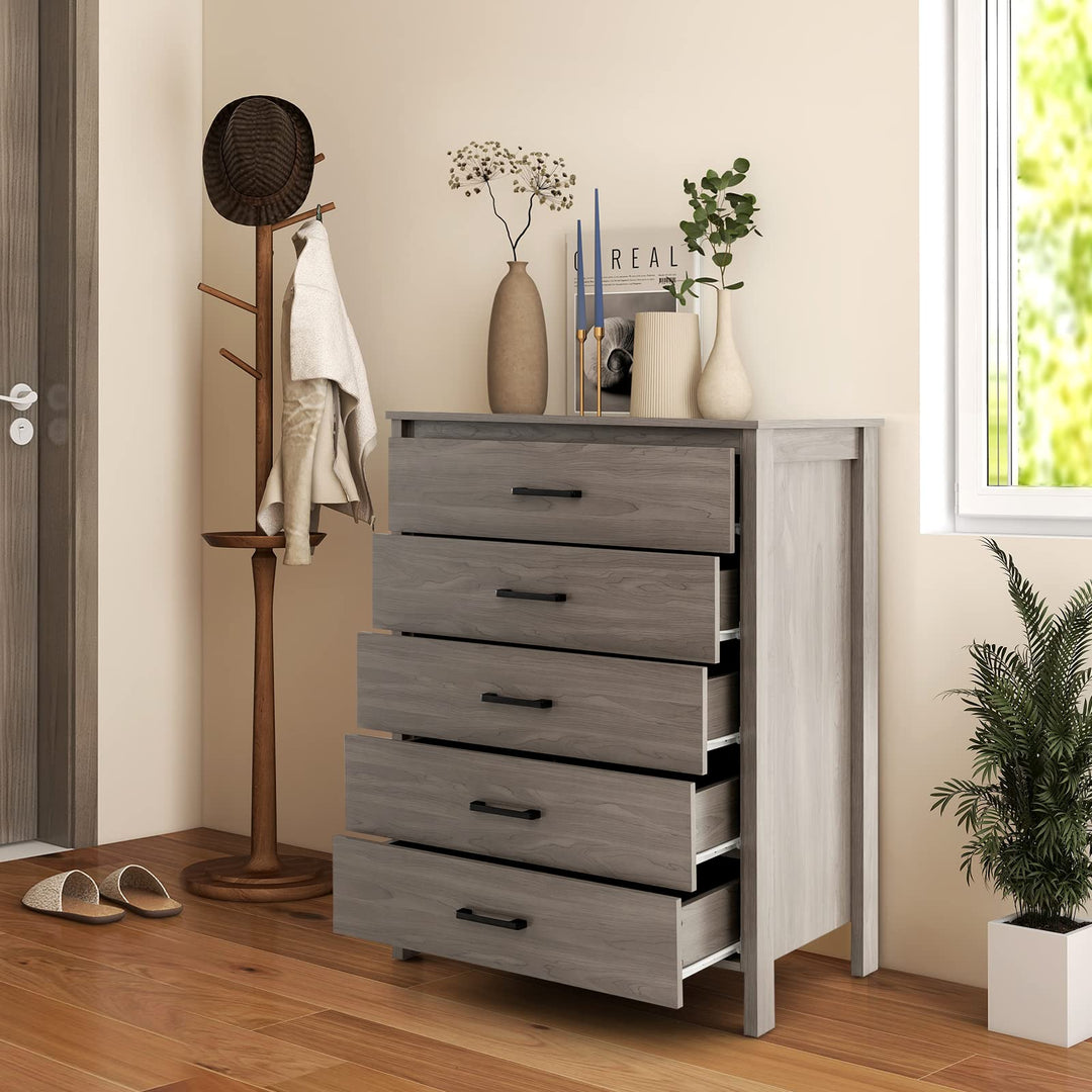 Giantex 5-Drawer Chest Dresser for Bedroom - 41.5" Multipurpose Storage Clothes Organizer