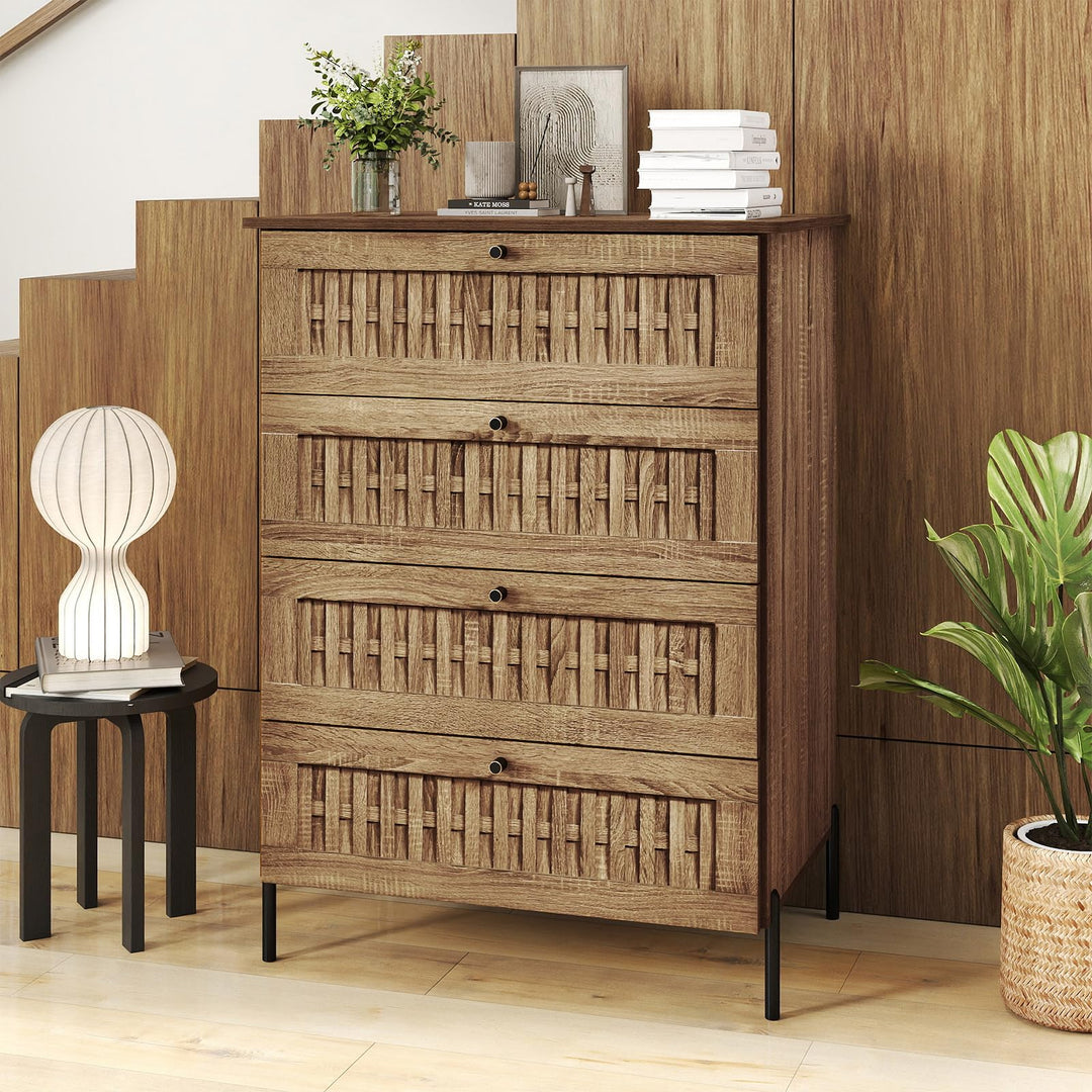 Giantex 4-Drawer Dresser with Interlocking Mechanism and Metal Legs for Bedroom