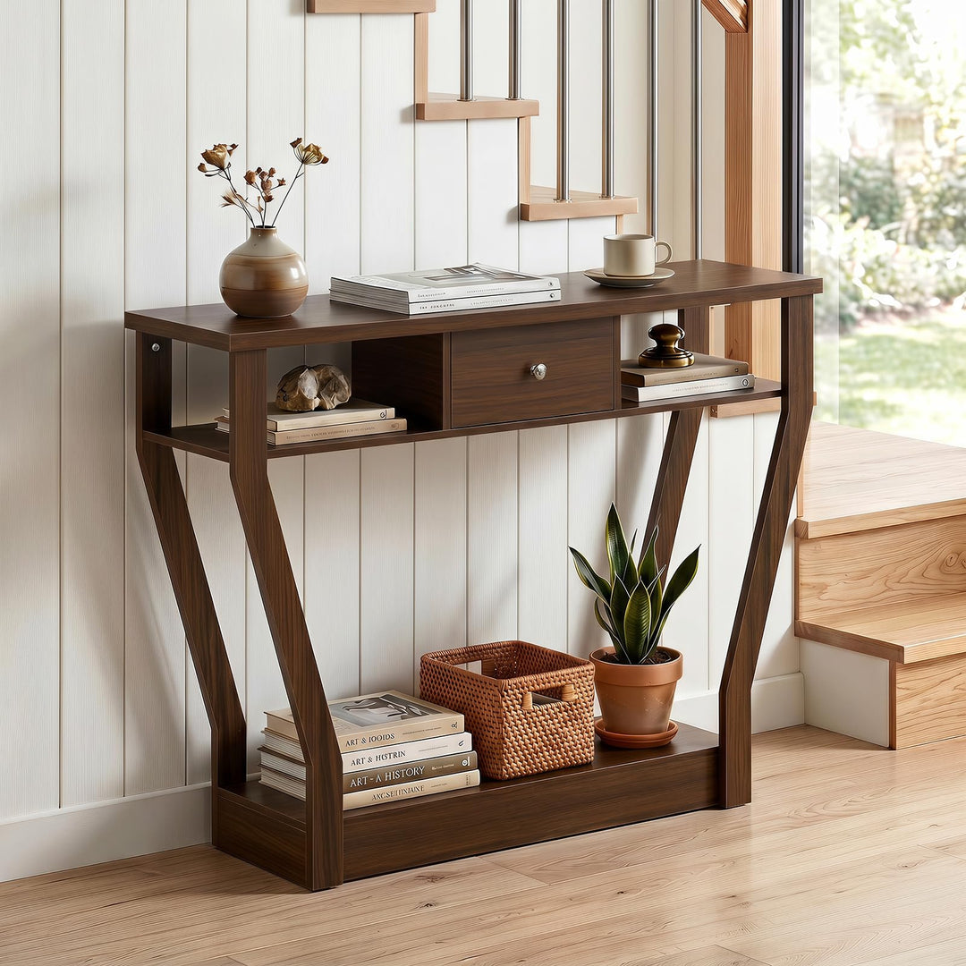 GIANTEX 43" Modern Console Table with Drawer &amp; Storage Shelf