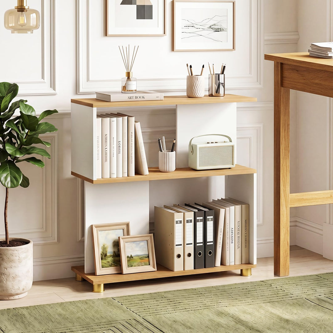 Giantex 3-Tier Geometric S Shaped Bookcase with Open Storage Shelves (1/2)