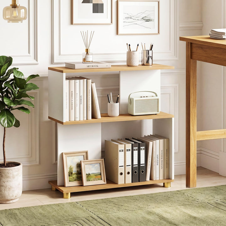 Giantex 3-Tier Geometric S Shaped Bookcase with Open Storage Shelves (1/2)