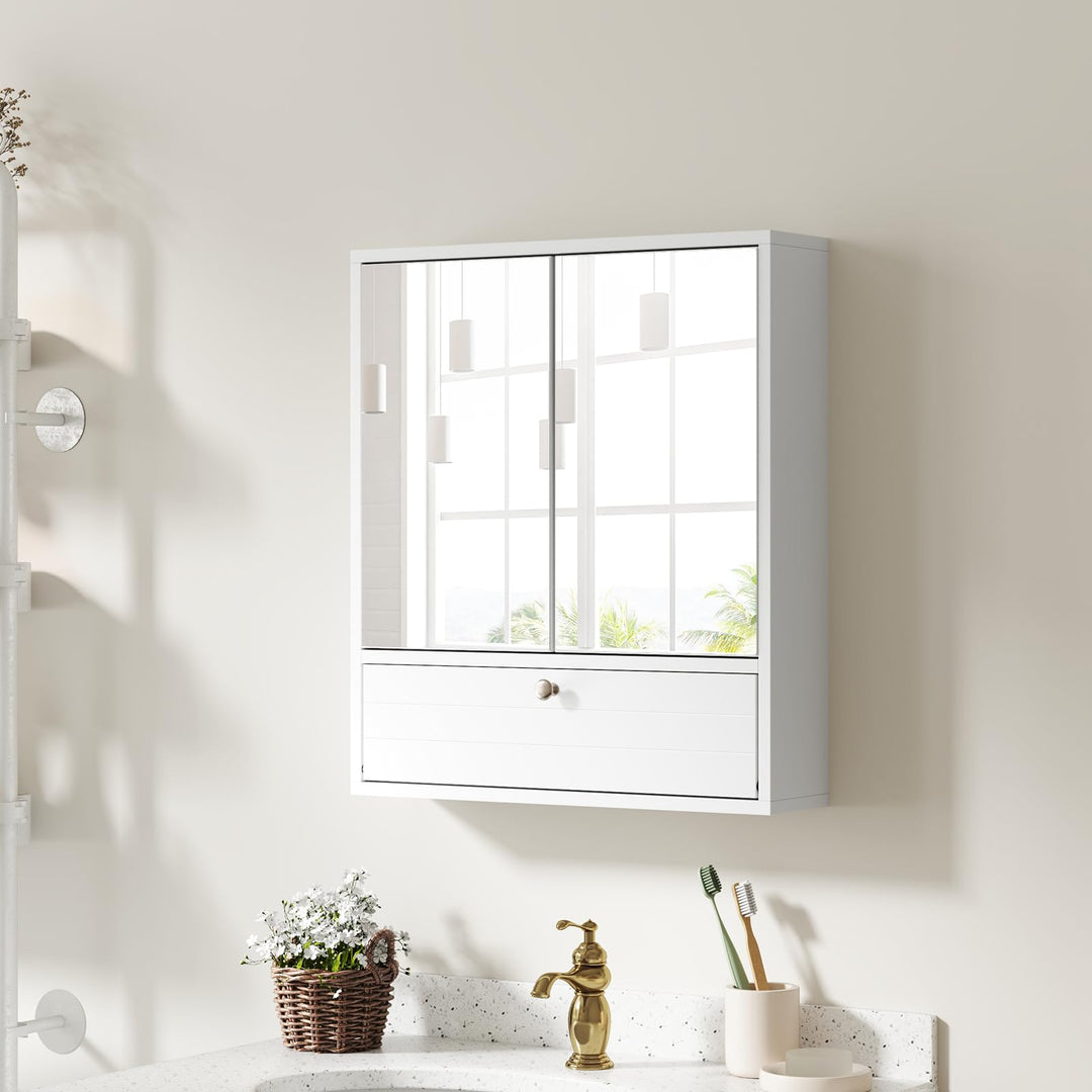 Giantex Bathroom Wall Mount Cabinet with Mirrored Doors