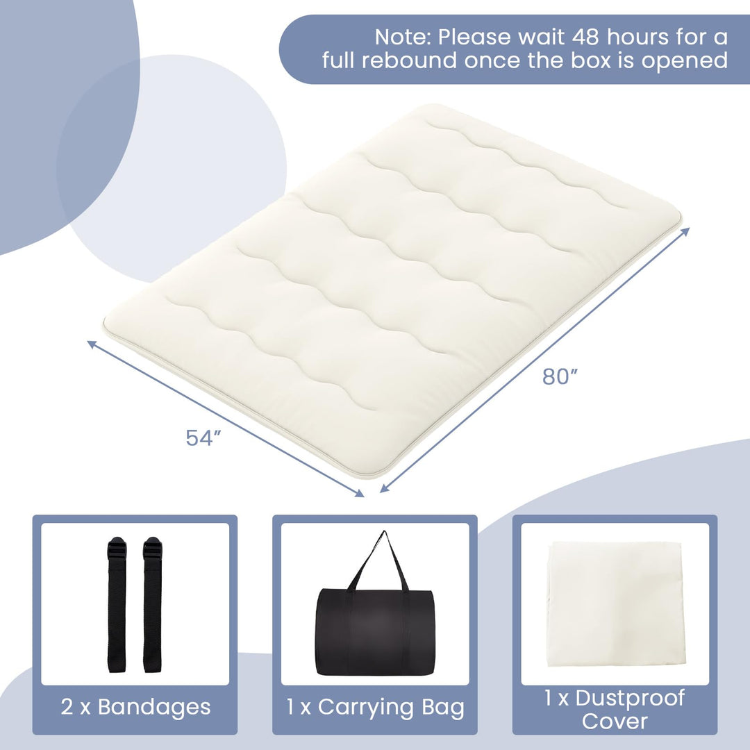 GIANTEX Vloermatras, 140 x 200 cm, futonmatras, Japans, tatami-mat, opvouwbaar en draagbaar, vouwmatras met draagtas en afneembare overtrek, slaapmat, slaapmat voor logeerkamer, slaapkamer GIANTEX Vloermatras, 140 x 200 cm, futonmatras, Japans, tatami-mat, opvouwbaar en draagbaar, vouwmatras met draagtas en afneembare overtrek, slaapmat, slaapmat voor logeerkamer, slaapkamer