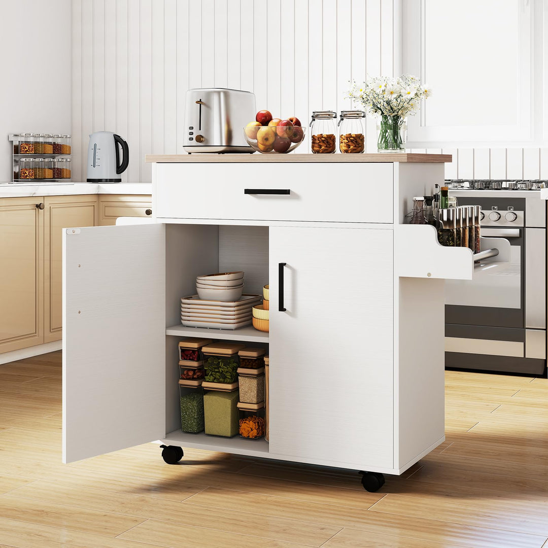Giantex Kitchen Island with Storage 41.5" W Rolling Island Table