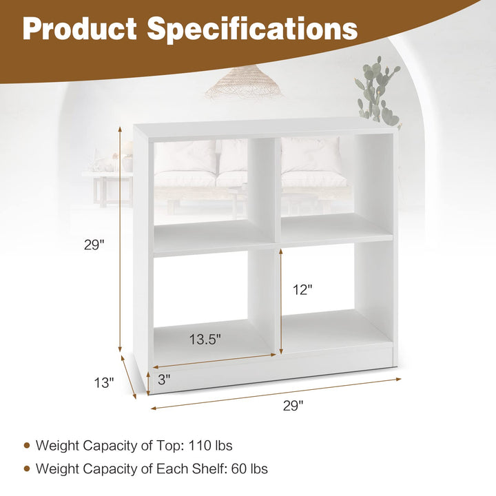 Giantex 4-Cube Bookcase - 2-Tier Bookshelf Open Back